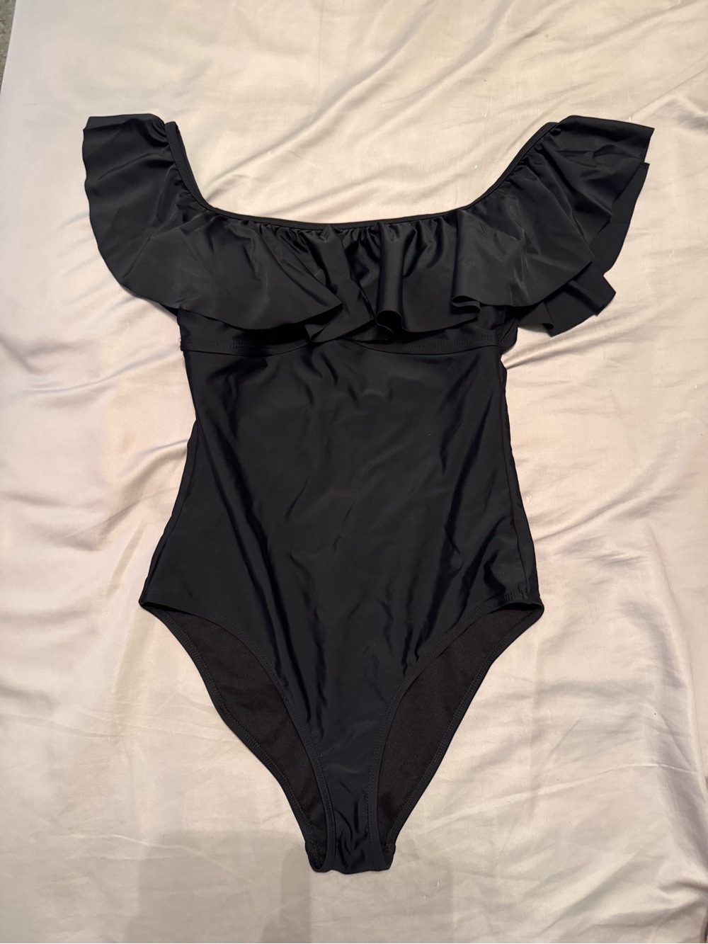 Arizona Jean Company Black Off-Shoulder Ruffle One-Piece